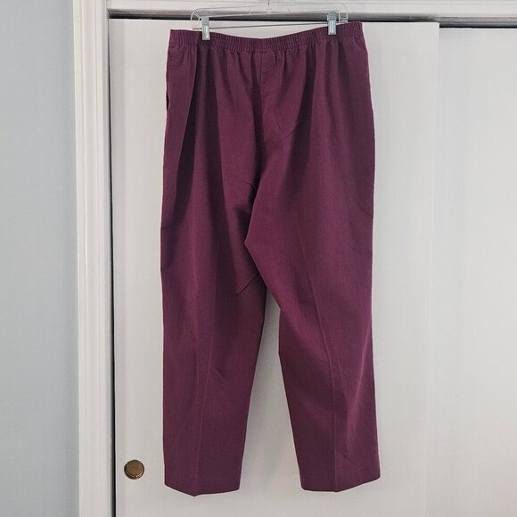 Alfred Dunner 18W Maroon Cranberry Elastic Waist Pull On Comfort Dress Pants - Picture 2 of 6